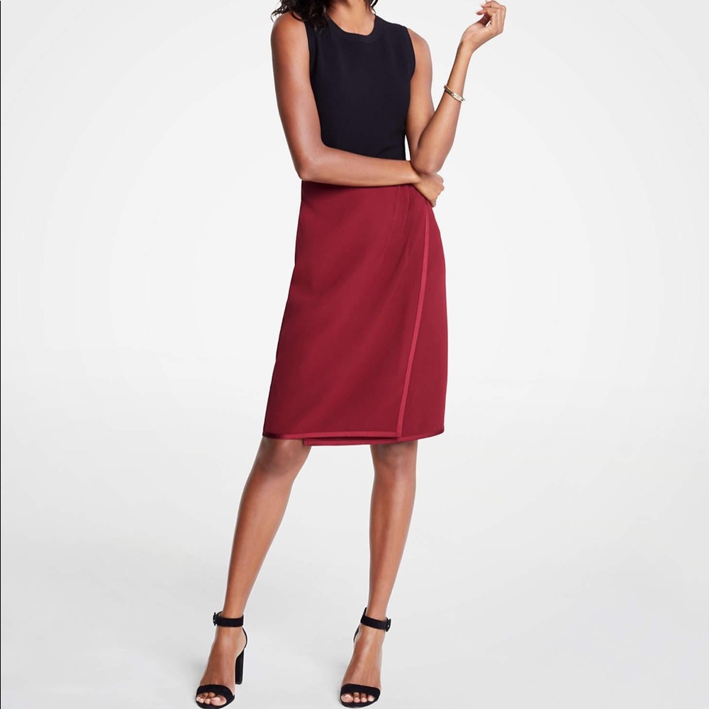 NWT Ann Taylor Red wrap pencil skirt